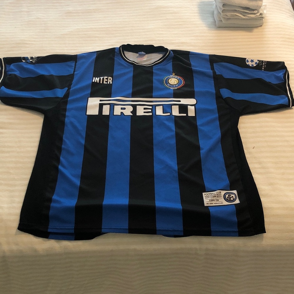 Inter Milan Blue and Black Striped Jersey